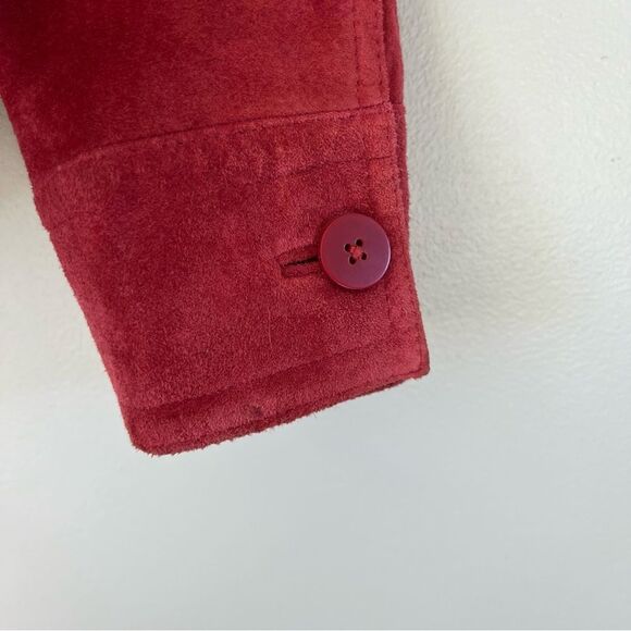 VTG Fieldgear Suede Leather Button Brick Red Western Boho Blazer Jacket Size L - Picture 10 of 10